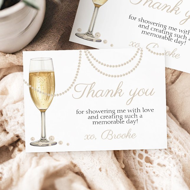 Pearls Prosecco elegant Bridal Shower thank you (Creator Uploaded)