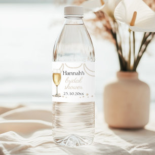 Pearls Prosecco elegant Bridal Shower thank you Water Bottle Label