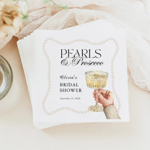 Pearls & Prosecco Elegant Brunch Bridal Shower Napkin