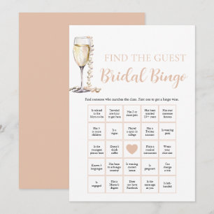 Pearls & Prosecco Find the Guest Bridal Bingo Game Invitation