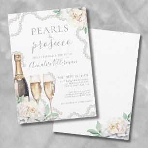 Pearls & Prosecco Floral Bridal Shower Invitation