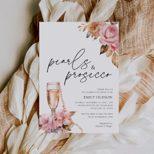 Pearls & Prosecco Floral Bridal Shower Invitation