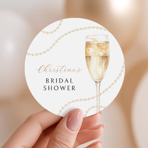 Pearls & Prosecco Gold Bridal Shower Stickers