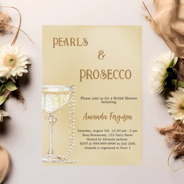 Pearls Prosecco gold elegant Bridal Shower Invitation (Creator Uploaded)