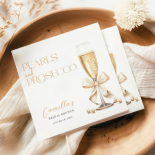 Pearls & Prosecco Gold Minimal Bridal Shower Napkin
