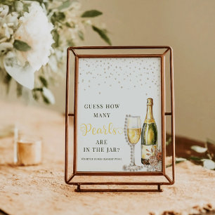 Pearls  Prosecco Guess How Many Bridal Shower Game Poster