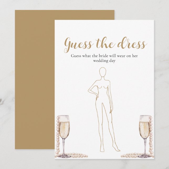 Pearls Prosecco Guess The Dress Bridal Shower Game Invitation (Front/Back)