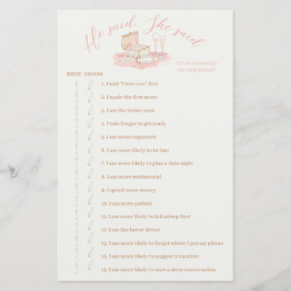 Pearls & Prosecco He Said She Said Bridal Games