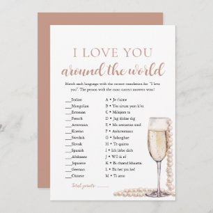 Pearls & Prosecco I Love You Around the World Game Invitation
