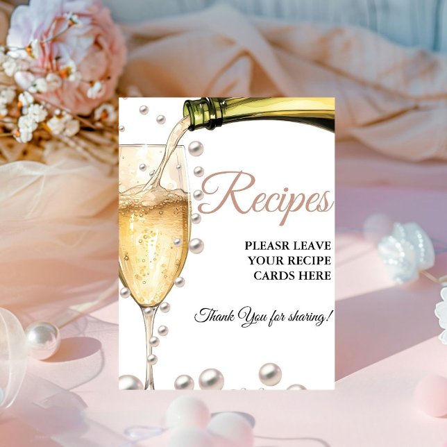 Pearls & prosecco Leave your Recipes Bridal shower Pedestal Sign (Creator Uploaded)