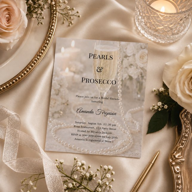 Pearls Prosecco luxury Bridal Shower invitation (Creator Uploaded)