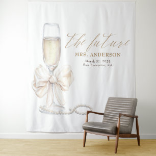 Pearls & Prosecco Mrs Photo Prop Backdrop Tapestry
