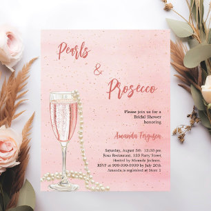 Pearls Prosecco pink Bridal Shower invitation