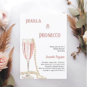 Pearls Prosecco pink Bridal Shower Invitation