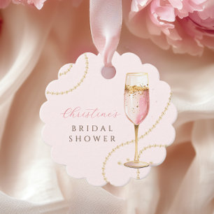 Pearls Prosecco Pink Gold Bridal Shower Favour Tags