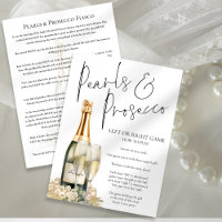 Pearls Prosecco Right Left Bridal Shower Game card