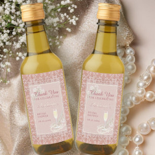 Pearls & Prosecco Rose Gold Bridal Shower Favour Wine Label