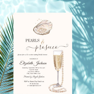  Pearls & Prosecco Seashell Cream Invitation