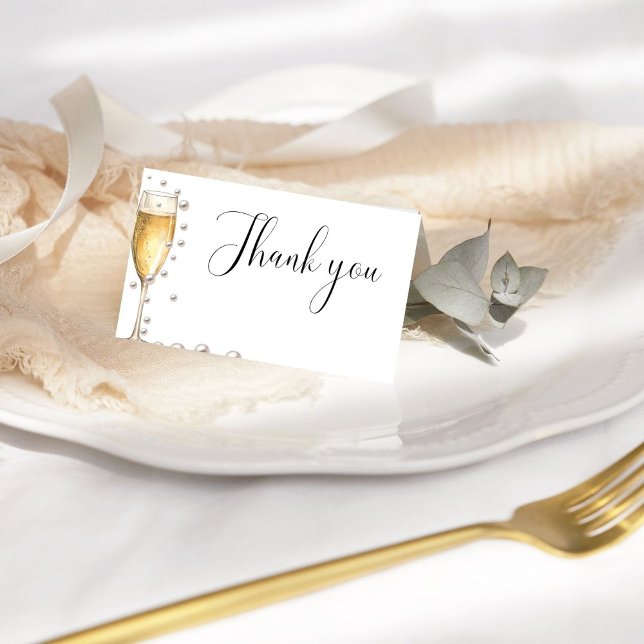 Pearls & Prosecco Thank you  Bridal Shower Card (Creator Uploaded)