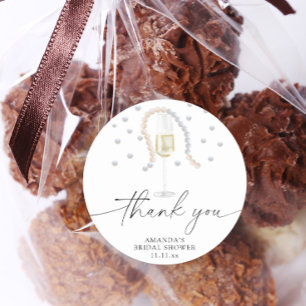 Pearls & Prosecco - thank you bridal shower Classic Round Sticker