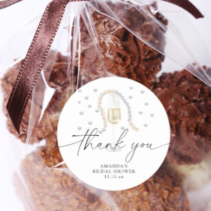 Pearls & Prosecco - thank you bridal shower Classic Round Sticker