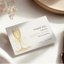 Pearls & Prosecco Thank You Card | Elegant Neutral