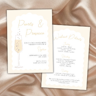 Pearls & Prosecco Wavy Arch Bachelorette Weekend Invitation