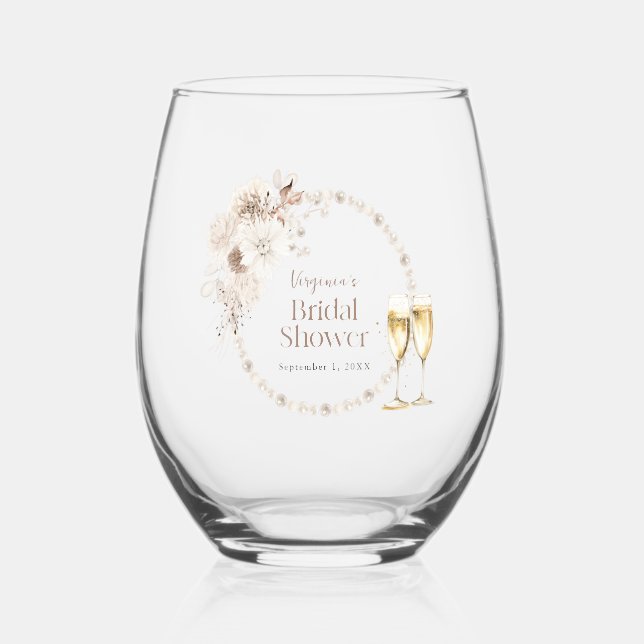 Pearls Prosecco Wine Glasses (Front)
