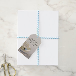 Pearls, Ring and Blue Lace Wedding Favour Tags