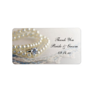 Pearls Ring Blue Lace Wedding Thank You Favour Tag