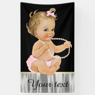 Pearls Ruffle Pants Girl Baby Shower Banner