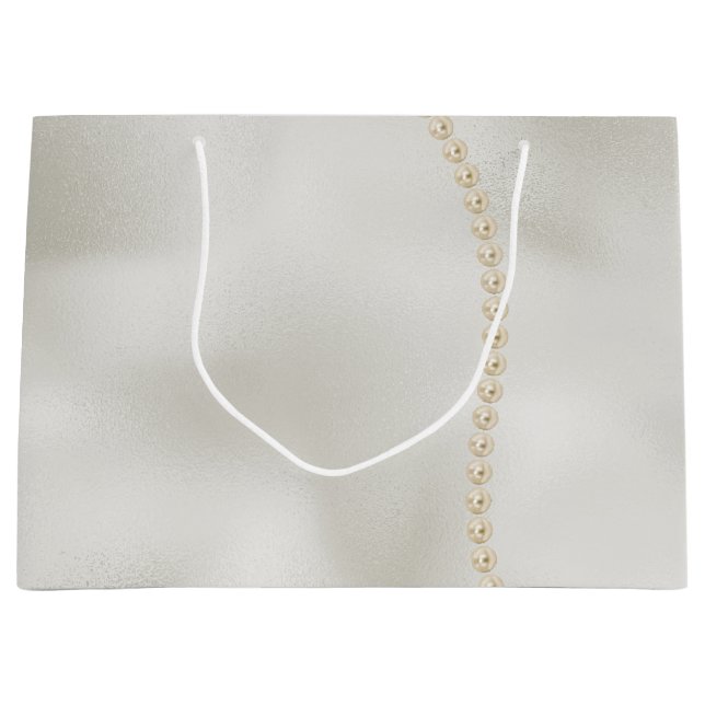 Pearls White Luxe  Large Gift Bag (Front)