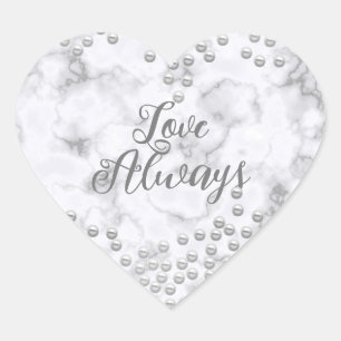 Pearls White Misty Heart Sticker