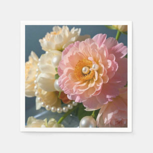 Pearls with pink flowers napkin