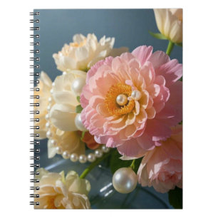 Pearls with pink flowers notebook