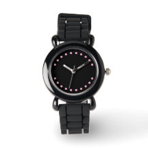 Pearls Wrist Watch (Black & Pink)