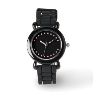 Pearls Wrist Watch (Black & Pink)