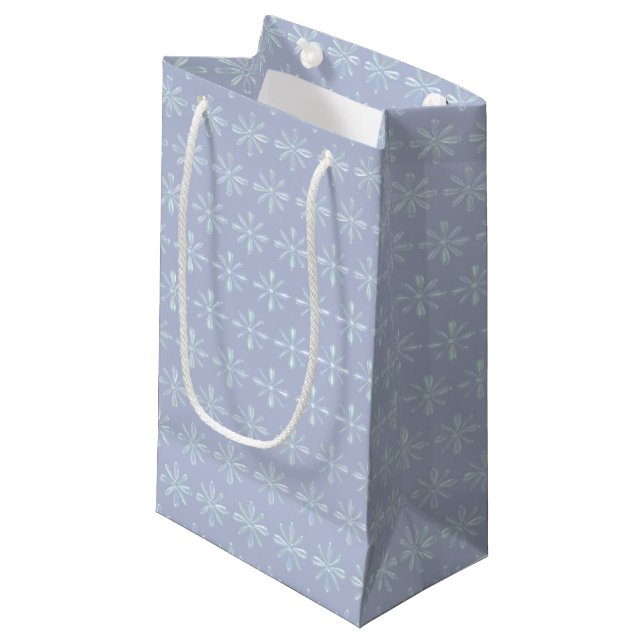 Pearly Blue Flowers Gift Bag (Front Angled)