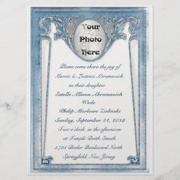 Pearly Blue - Photo (Wedding Invitation) Invitation