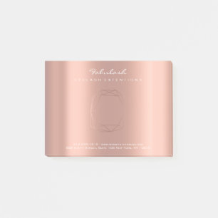 Pearly Blush Rose Copper Logo Diamond Poligonal Post-it Notes