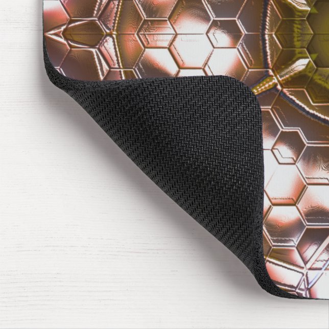 Pearly brown kaleidoscope of overlapping hexagons  mouse pad (Corner)