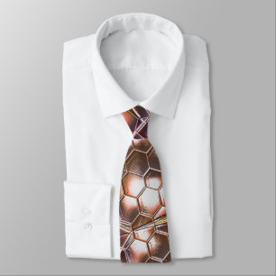 Pearly brown kaleidoscope of overlapping hexagons  tie