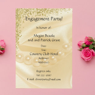 Pearly Gold Engagement Invitation