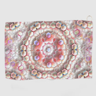 Pearly hexagon forming a soft relief cube illusion golf towel