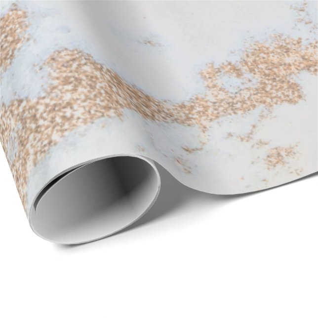 Pearly Ivory Gold Champagne Metallic Grey Marble Wrapping Paper (Roll Corner)