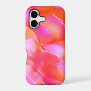 Pearly pink and orange polished rock