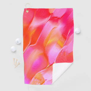 Pearly pink and orange polished rock golf towel