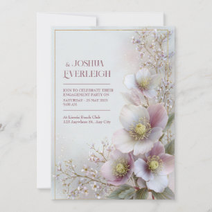 Pearly Pink Hellebore Ethereal Botanical Frame Invitation
