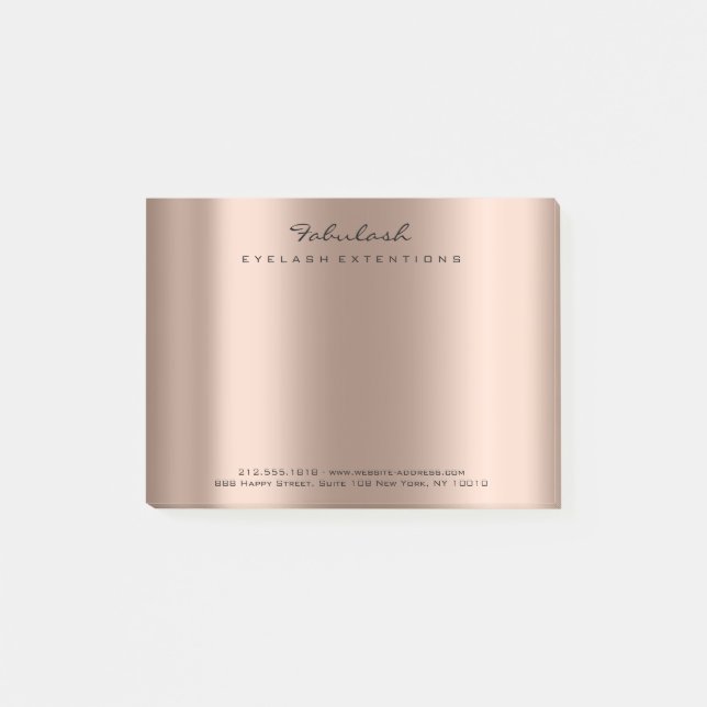Pearly Rose Gold Name Web Telephone Number Pink Post-it Notes (Front)