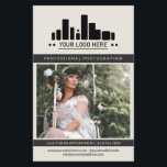 Pearly White Charcoal Photographer Logo Big Photo Flyer<br><div class="desc">Off-white marketing flyer for a professional photographer personalised with a large photo, logo, contact information on one side, and custom text, more photos, and profile photo in a charming clean charcoal black and pearly white design. Feminine and chic professional photography flyer in a clean design with a muted black accent...</div>